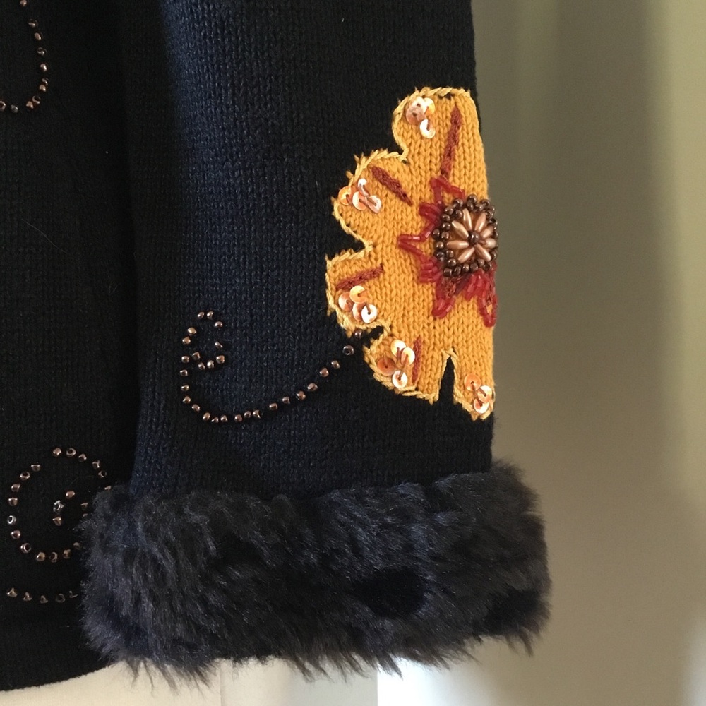 Vintage Storybook Knits Embroidered Beaded Sweater FLAWED - Picture 5 of 16